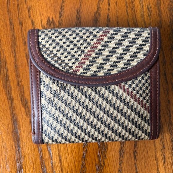 Vintage Polo Ralph Lauren Houndstooth Coated Canvas & Leather Wallet - Picture 1 of 5